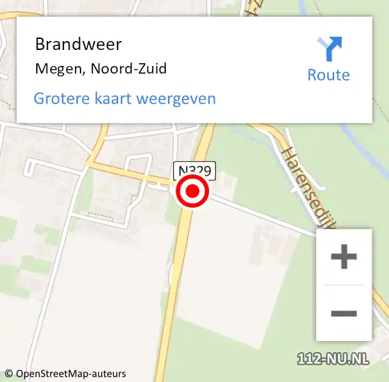 Locatie op kaart van de 112 melding: Brandweer Megen, Noord-Zuid op 15 januari 2015 19:50