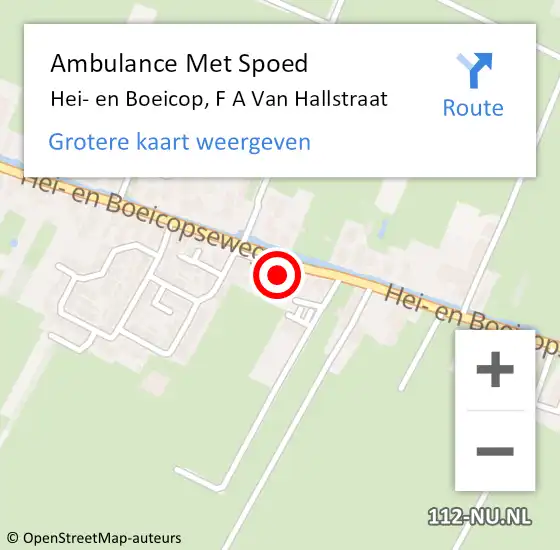 Locatie op kaart van de 112 melding: Ambulance Met Spoed Naar Hei- en Boeicop, F A Van Hallstraat op 15 januari 2015 19:59