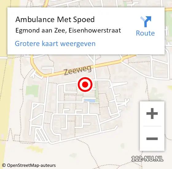 Locatie op kaart van de 112 melding: Ambulance Met Spoed Naar Egmond aan Zee, Eisenhowerstraat op 27 oktober 2013 21:24