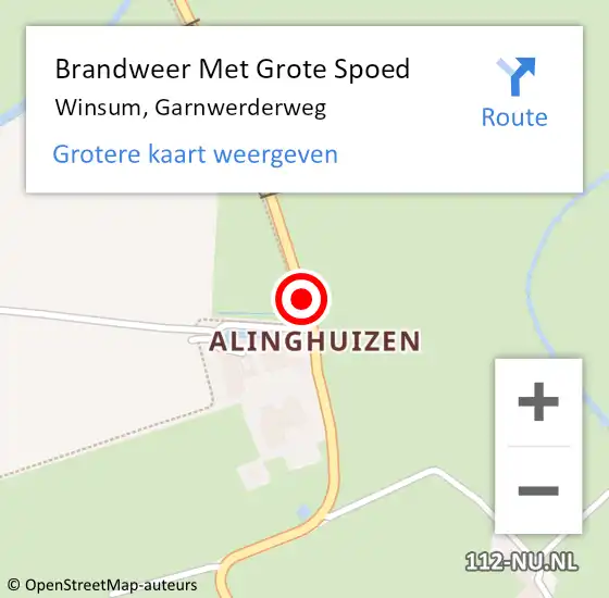 Locatie op kaart van de 112 melding: Brandweer Met Grote Spoed Naar Winsum, Garnwerderweg op 15 januari 2015 21:39