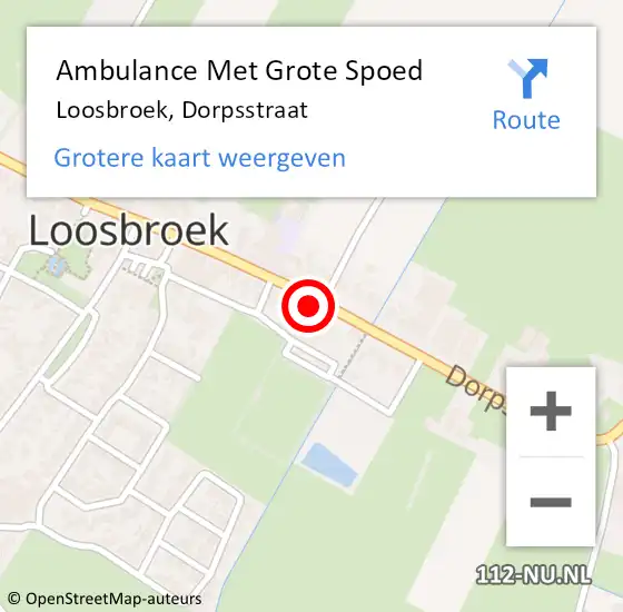 Locatie op kaart van de 112 melding: Ambulance Met Grote Spoed Naar Loosbroek, Dorpsstraat op 15 januari 2015 22:05