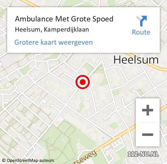 Locatie op kaart van de 112 melding: Ambulance Met Grote Spoed Naar Heelsum, Kamperdijklaan op 15 januari 2015 22:07