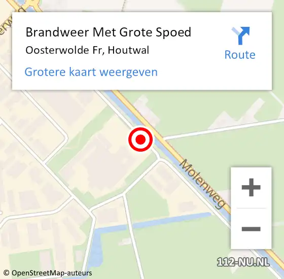 Locatie op kaart van de 112 melding: Brandweer Met Grote Spoed Naar Oosterwolde Fr, Houtwal op 15 januari 2015 22:12