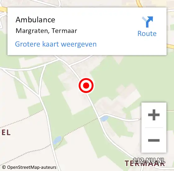 Locatie op kaart van de 112 melding: Ambulance Margraten, Termaar op 15 januari 2015 23:06