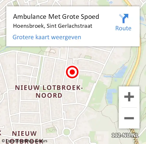 Locatie op kaart van de 112 melding: Ambulance Met Grote Spoed Naar Hoensbroek, Sint Gerlachstraat op 15 januari 2015 23:12