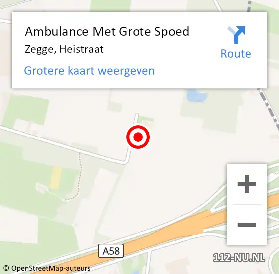 Locatie op kaart van de 112 melding: Ambulance Met Grote Spoed Naar Zegge, Heistraat op 15 januari 2015 23:33