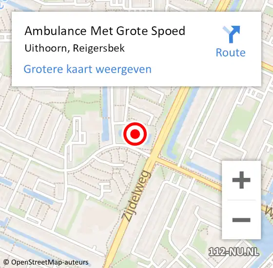 Locatie op kaart van de 112 melding: Ambulance Met Grote Spoed Naar Uithoorn, Reigersbek op 15 januari 2015 23:59