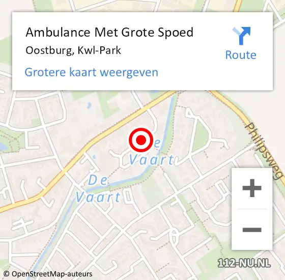 Locatie op kaart van de 112 melding: Ambulance Met Grote Spoed Naar Oostburg, Kwl-Park op 16 januari 2015 00:42