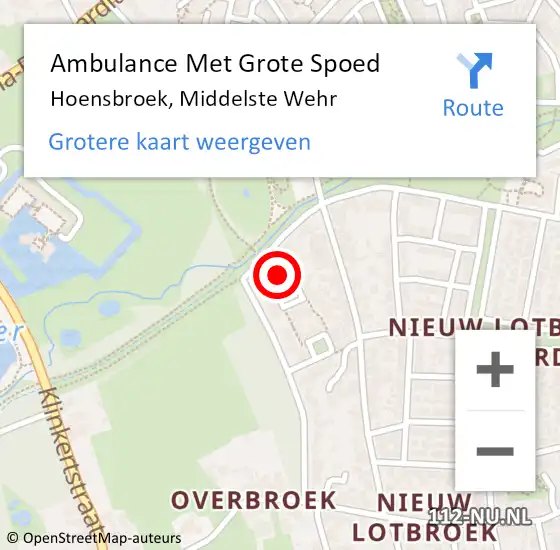 Locatie op kaart van de 112 melding: Ambulance Met Grote Spoed Naar Hoensbroek, Middelste Wehr op 16 januari 2015 02:00