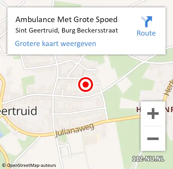 Locatie op kaart van de 112 melding: Ambulance Met Grote Spoed Naar Sint Geertruid, Burg Beckersstraat op 16 januari 2015 02:46