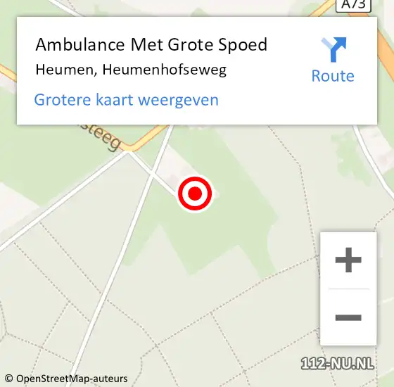 Locatie op kaart van de 112 melding: Ambulance Met Grote Spoed Naar Heumen, Heumenhofseweg op 16 januari 2015 04:06