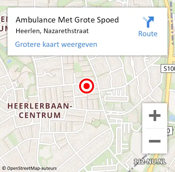 Locatie op kaart van de 112 melding: Ambulance Met Grote Spoed Naar Heerlen, Nazarethstraat op 16 januari 2015 05:41