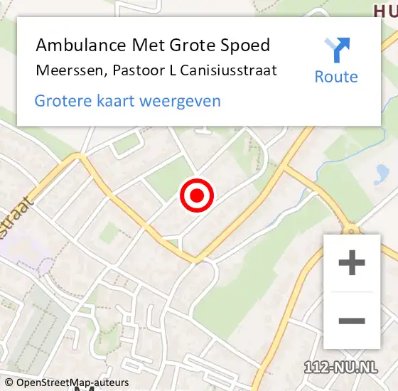 Locatie op kaart van de 112 melding: Ambulance Met Grote Spoed Naar Meerssen, Pastoor L Canisiusstraat op 16 januari 2015 05:52