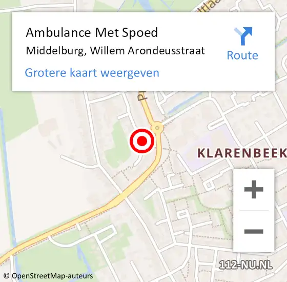 Locatie op kaart van de 112 melding: Ambulance Met Spoed Naar Middelburg, Willem Arondeusstraat op 16 januari 2015 07:14