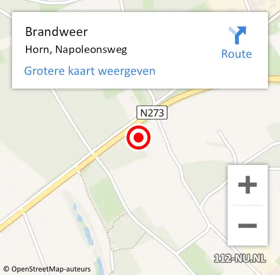 Locatie op kaart van de 112 melding: Brandweer Horn, Napoleonsweg op 16 januari 2015 07:18