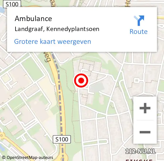 Locatie op kaart van de 112 melding: Ambulance Landgraaf, Kennedyplantsoen op 16 januari 2015 07:41