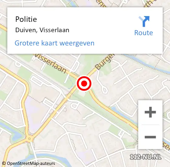 Locatie op kaart van de 112 melding: Politie Duiven, Visserlaan op 16 januari 2015 07:54