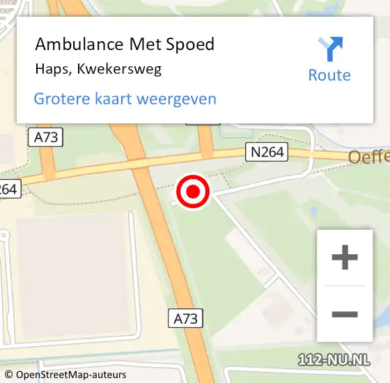 Locatie op kaart van de 112 melding: Ambulance Met Spoed Naar Haps, Kwekersweg op 16 januari 2015 08:38