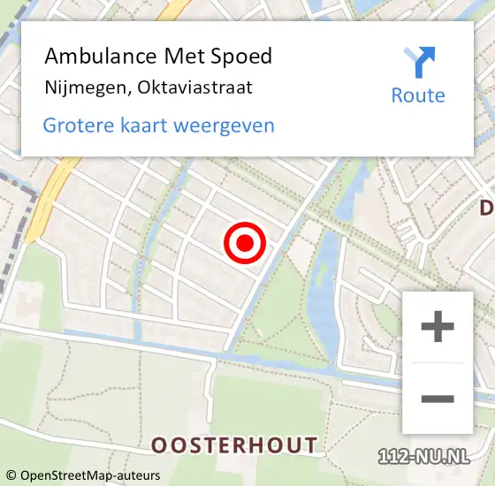 Locatie op kaart van de 112 melding: Ambulance Met Spoed Naar Nijmegen, Oktaviastraat op 16 januari 2015 09:00