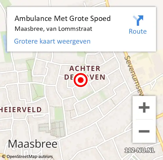 Locatie op kaart van de 112 melding: Ambulance Met Grote Spoed Naar Maasbree, van Lommstraat op 16 januari 2015 09:43