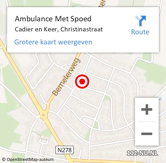 Locatie op kaart van de 112 melding: Ambulance Met Spoed Naar Cadier en Keer, Christinastraat op 16 januari 2015 10:20