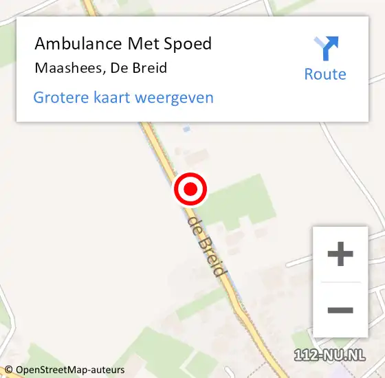 Locatie op kaart van de 112 melding: Ambulance Met Spoed Naar Maashees, De Breid op 16 januari 2015 11:02