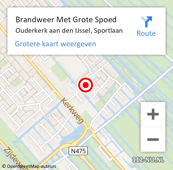 Locatie op kaart van de 112 melding: Brandweer Met Grote Spoed Naar Ouderkerk aan den IJssel, Sportlaan op 16 januari 2015 12:29