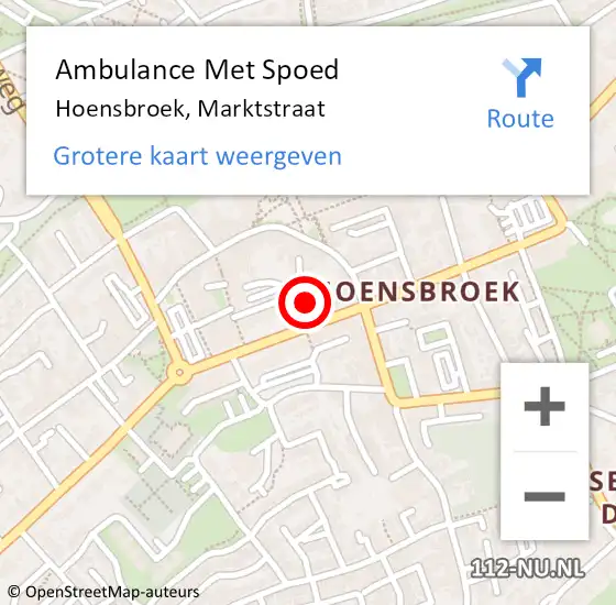 Locatie op kaart van de 112 melding: Ambulance Met Spoed Naar Hoensbroek, Marktstraat op 16 januari 2015 12:52