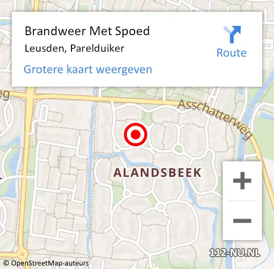 Locatie op kaart van de 112 melding: Brandweer Met Spoed Naar Leusden, Parelduiker op 16 januari 2015 13:05