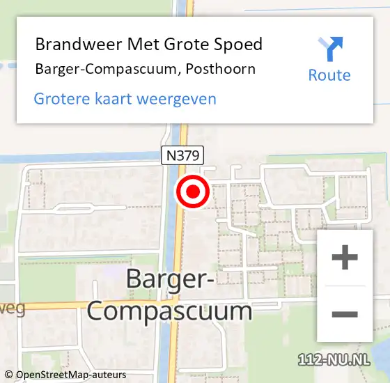 Locatie op kaart van de 112 melding: Brandweer Met Grote Spoed Naar Barger-Compascuum, Posthoorn op 16 januari 2015 13:12