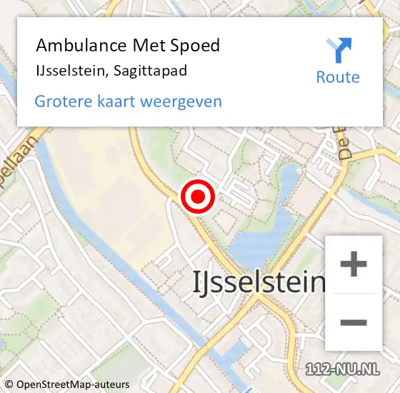 Locatie op kaart van de 112 melding: Ambulance Met Spoed Naar IJsselstein, Sagittapad op 16 januari 2015 14:29