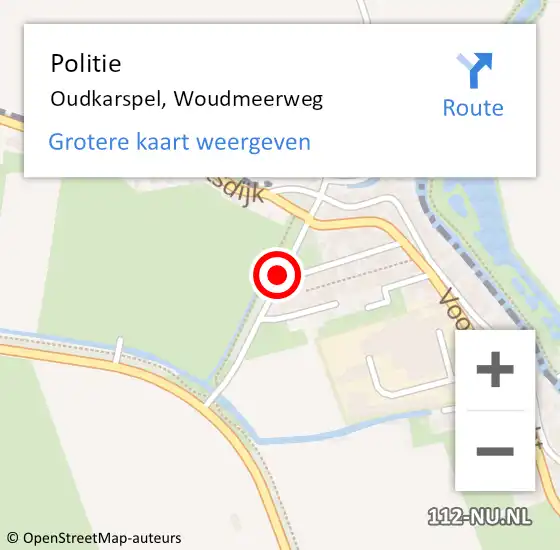 Locatie op kaart van de 112 melding: Politie Oudkarspel, Woudmeerweg op 16 januari 2015 14:30