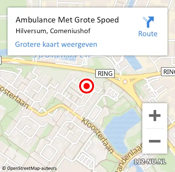 Locatie op kaart van de 112 melding: Ambulance Met Grote Spoed Naar Hilversum, Comeniushof op 16 januari 2015 14:48