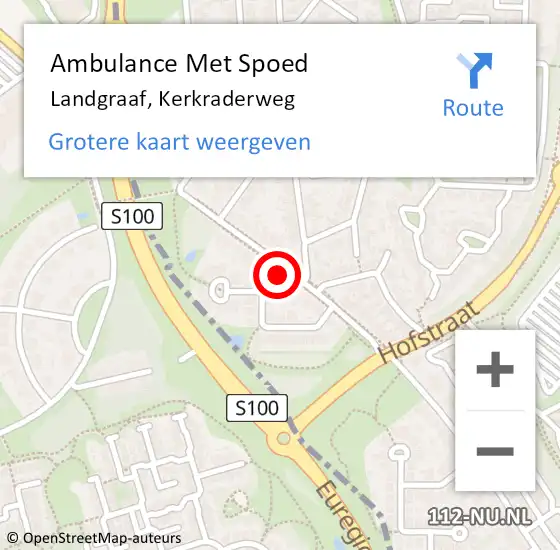 Locatie op kaart van de 112 melding: Ambulance Met Spoed Naar Landgraaf, Kerkraderweg op 16 januari 2015 15:02