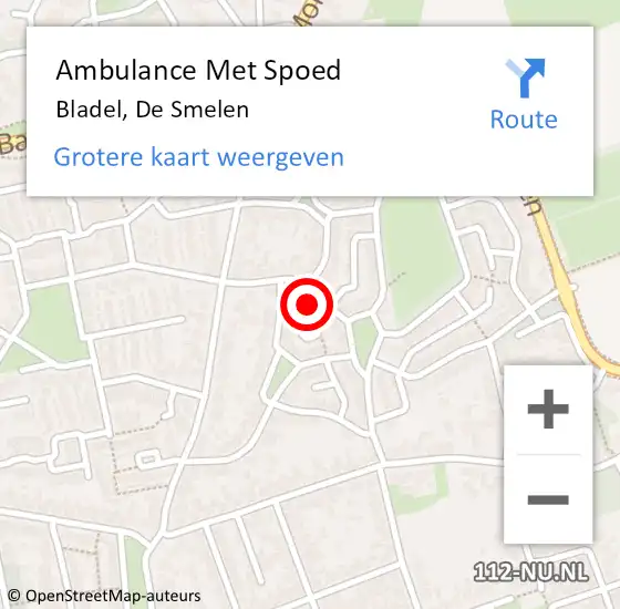 Locatie op kaart van de 112 melding: Ambulance Met Spoed Naar Bladel, De Smelen op 16 januari 2015 15:04