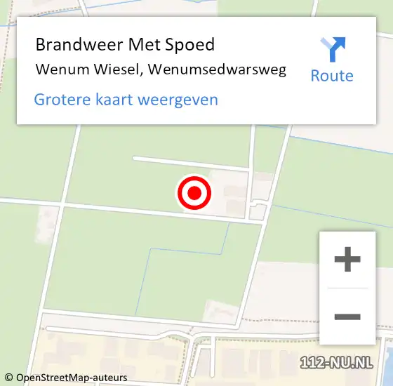 Locatie op kaart van de 112 melding: Brandweer Met Spoed Naar Wenum Wiesel, Wenumsedwarsweg op 16 januari 2015 15:07