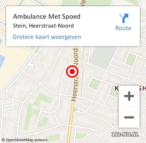 Locatie op kaart van de 112 melding: Ambulance Met Spoed Naar Stein, Heerstraat-Noord op 16 januari 2015 15:08