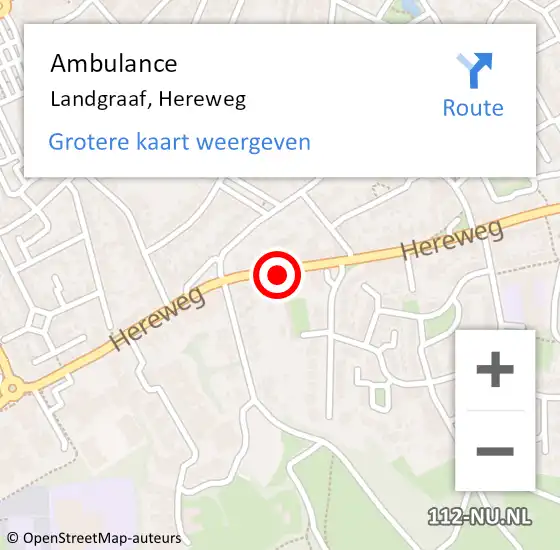 Locatie op kaart van de 112 melding: Ambulance Landgraaf, Hereweg op 16 januari 2015 15:32