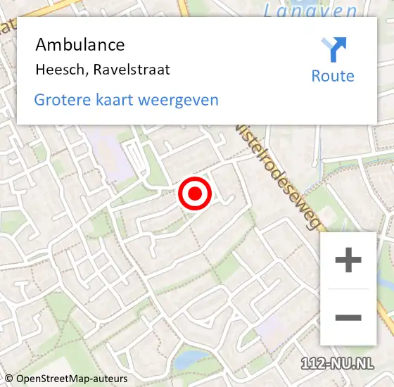 Locatie op kaart van de 112 melding: Ambulance Heesch, Ravelstraat op 16 januari 2015 15:35