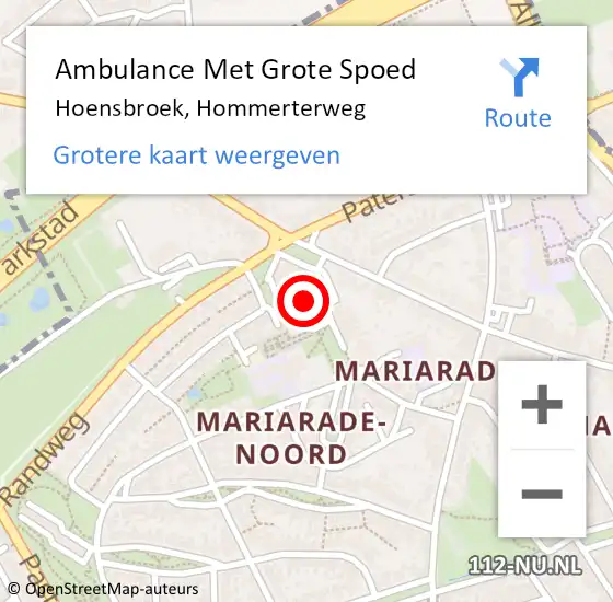 Locatie op kaart van de 112 melding: Ambulance Met Grote Spoed Naar Hoensbroek, Hommerterweg op 16 januari 2015 16:13