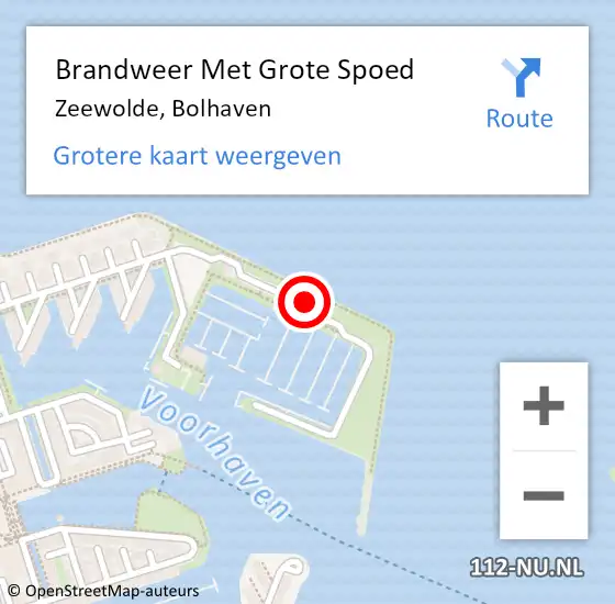 Locatie op kaart van de 112 melding: Brandweer Met Grote Spoed Naar Zeewolde, Bolhaven op 16 januari 2015 16:42