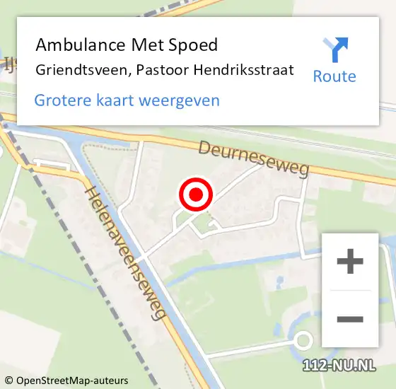 Locatie op kaart van de 112 melding: Ambulance Met Spoed Naar Griendtsveen, Pastoor Hendriksstraat op 28 oktober 2013 01:15