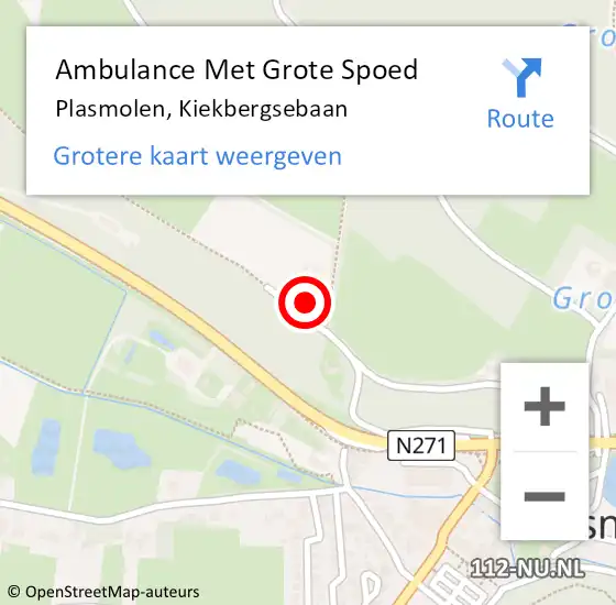 Locatie op kaart van de 112 melding: Ambulance Met Grote Spoed Naar Plasmolen, Kiekbergsebaan op 16 januari 2015 16:54