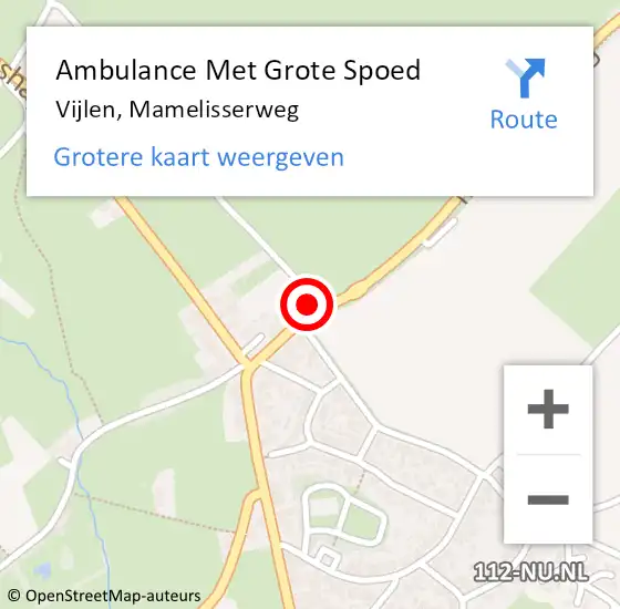 Locatie op kaart van de 112 melding: Ambulance Met Grote Spoed Naar Vijlen, Mamelisserweg op 16 januari 2015 17:22