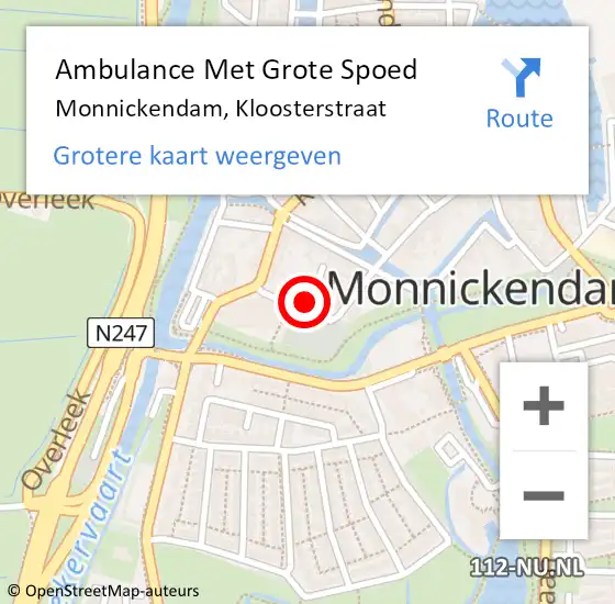 Locatie op kaart van de 112 melding: Ambulance Met Grote Spoed Naar Monnickendam, Kloosterstraat op 16 januari 2015 17:38