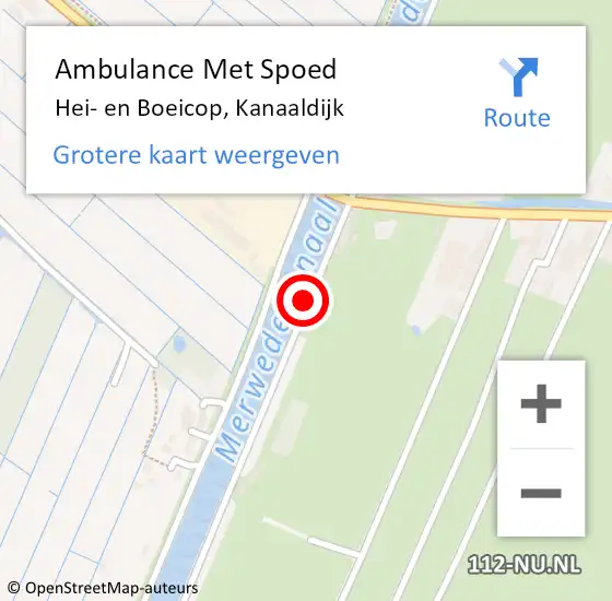 Locatie op kaart van de 112 melding: Ambulance Met Spoed Naar Hei- en Boeicop, Kanaaldijk op 16 januari 2015 17:45