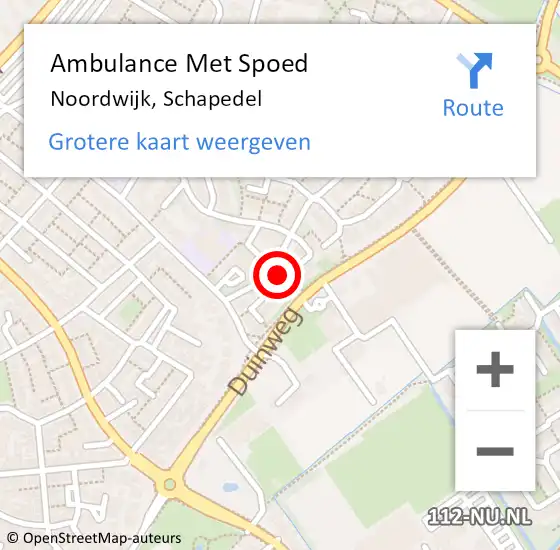 Locatie op kaart van de 112 melding: Ambulance Met Spoed Naar Noordwijk, Schapedel op 16 januari 2015 17:49