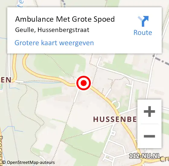 Locatie op kaart van de 112 melding: Ambulance Met Grote Spoed Naar Geulle, Hussenbergstraat op 16 januari 2015 17:56
