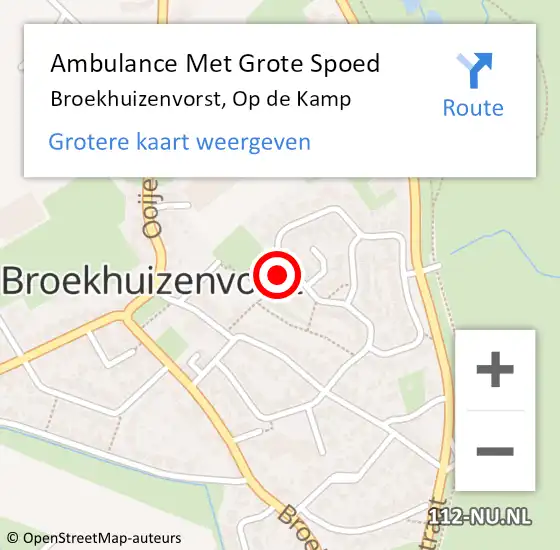 Locatie op kaart van de 112 melding: Ambulance Met Grote Spoed Naar Broekhuizenvorst, Op de Kamp op 28 oktober 2013 02:14