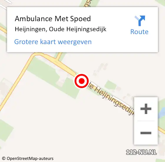 Locatie op kaart van de 112 melding: Ambulance Met Spoed Naar Heijningen, Oude Heijningsedijk op 16 januari 2015 19:13